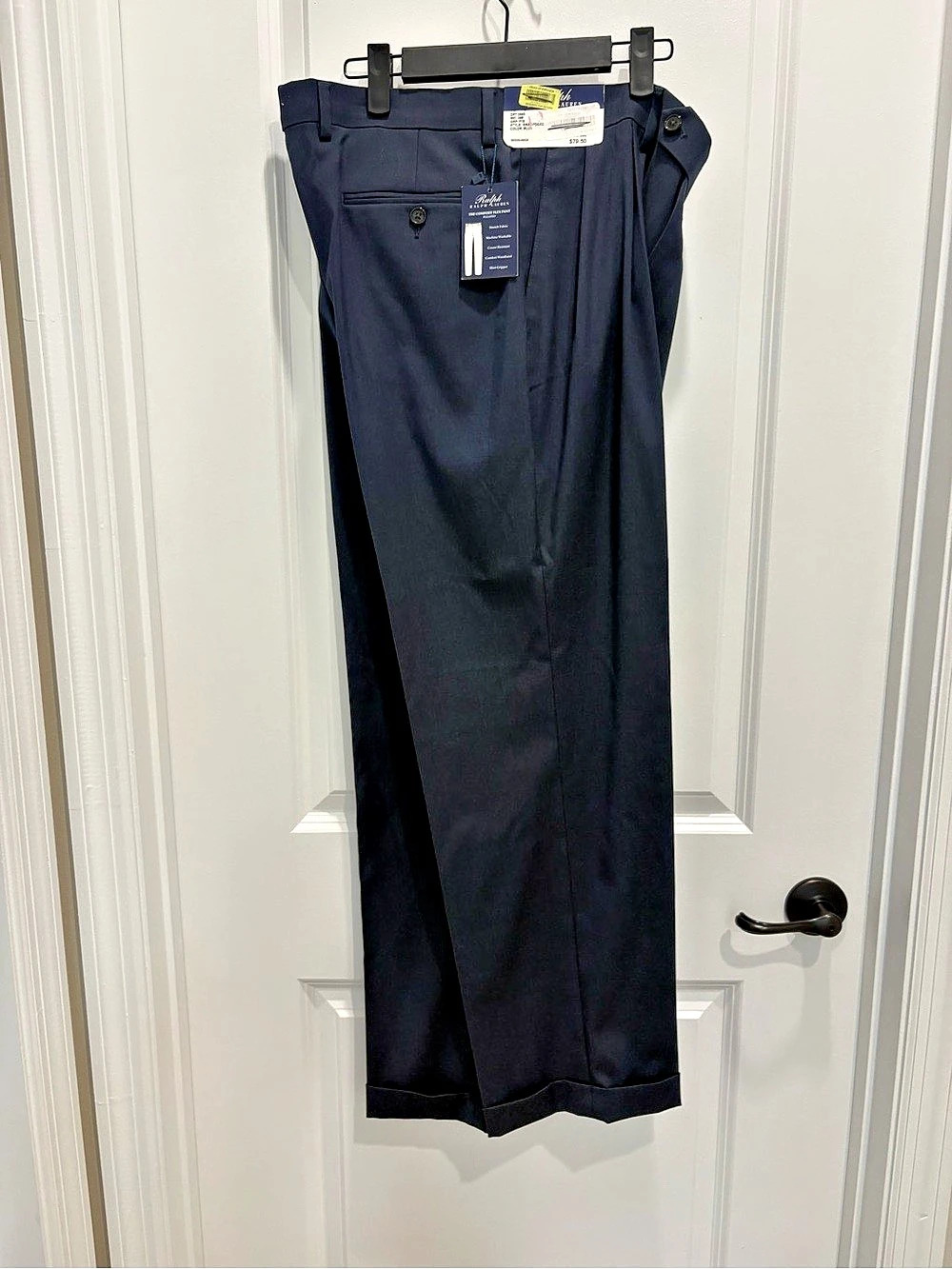 Ralph Lauren The Comfort Flex Pant Pleated Dress Pants in Blue Waist 34W